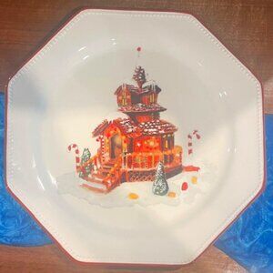 WILLIAMS SONOMA Gingerbread House 14" Octagon Serving Platter